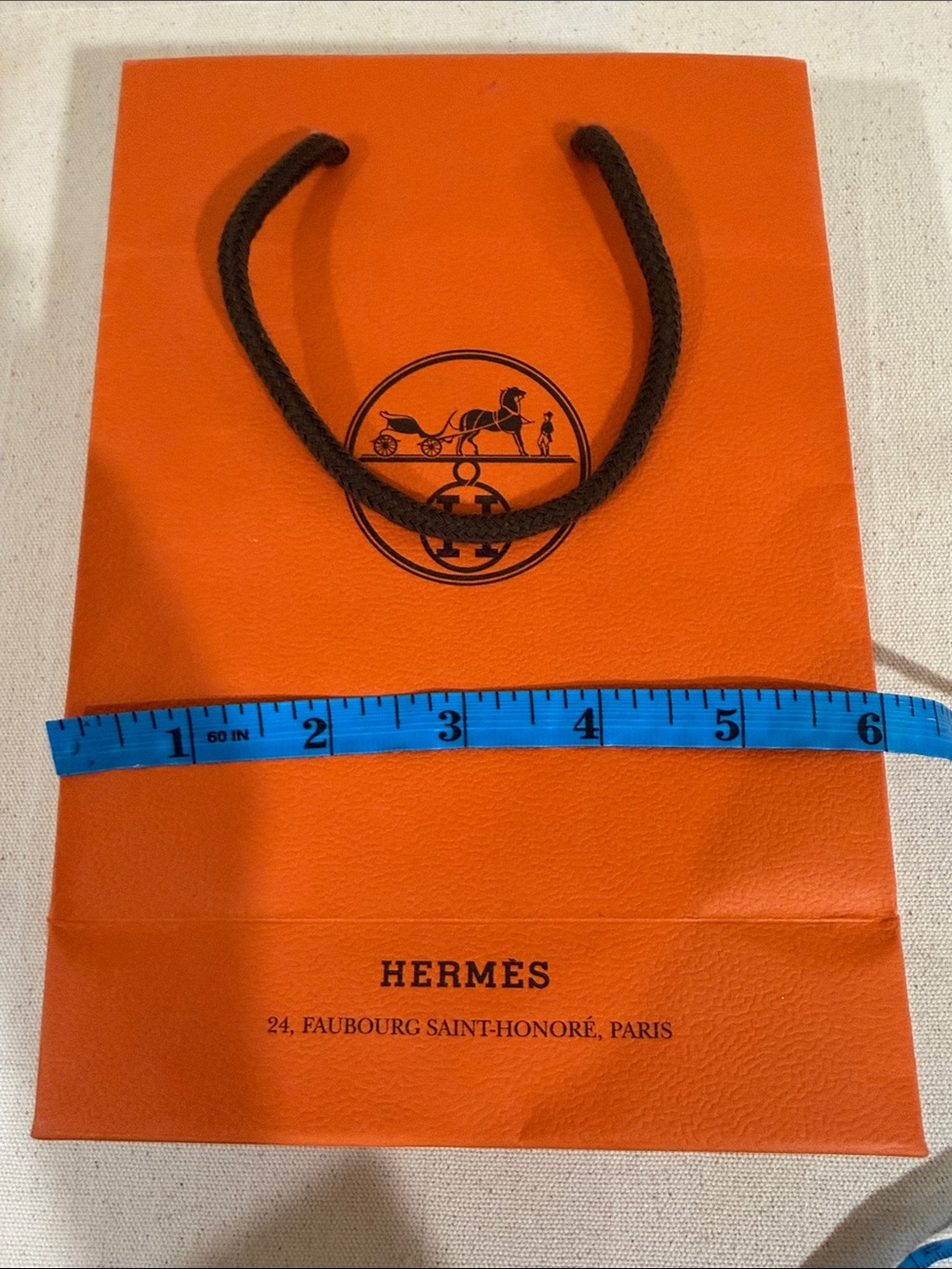 Authentic Hermes Orange Shopping Bag with brown Handles Hermes gift bags - Picture 10 of 10